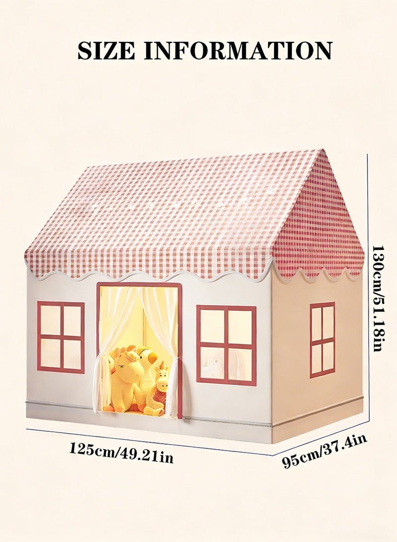 RAKAY Children's Play Tent House , 125x95x130 cm, Checkered Design, Metal Frame, Indoor Playhouse for Kids,Pink - Image 5